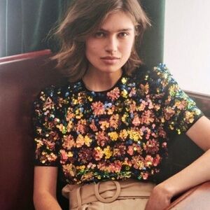 Sezane Multicolor Sequin Blouse